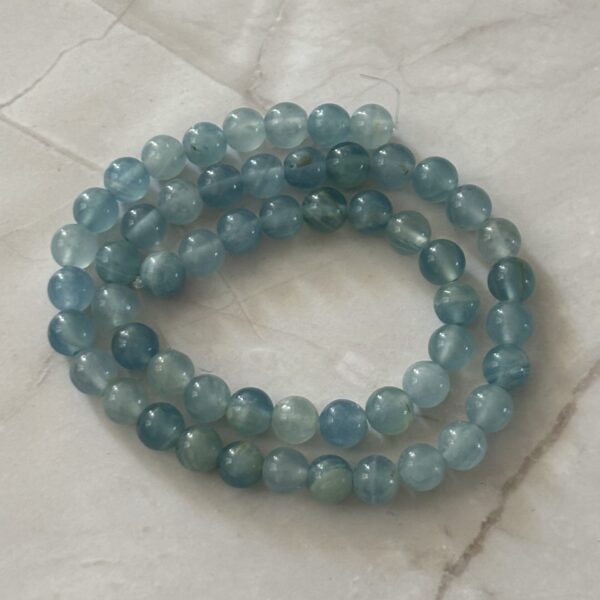Lot de perles calcite bleue, pierres fines artisanales