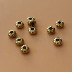 Rondelle en acier inoxydable plaqué or 6 mm pour création de bijoux, perles et bracelets