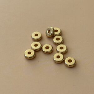 Rondelle en acier plaqué or 6 mm pour création de bijoux et bracelets, idéale pour perles et pierres naturelles