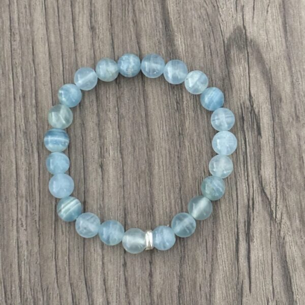 Bracelet perles naturelles de calcite bleue