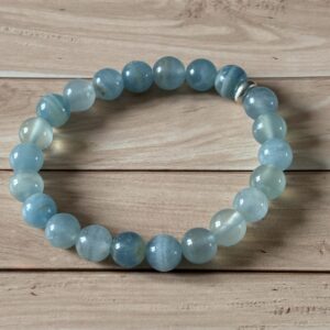 bracelet lithothérapie calcite bleue – calme, communication et paix intérieure