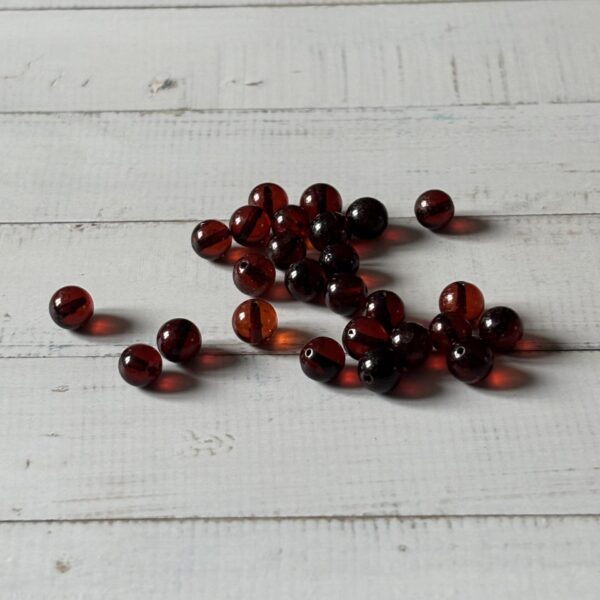perles 6 mm ambre cognac qualité extra