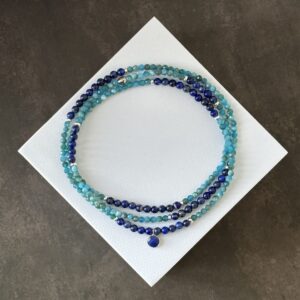 Collier Apatite et Lapis Lazuli – perles facettées et finitions en argent pour un style élégant