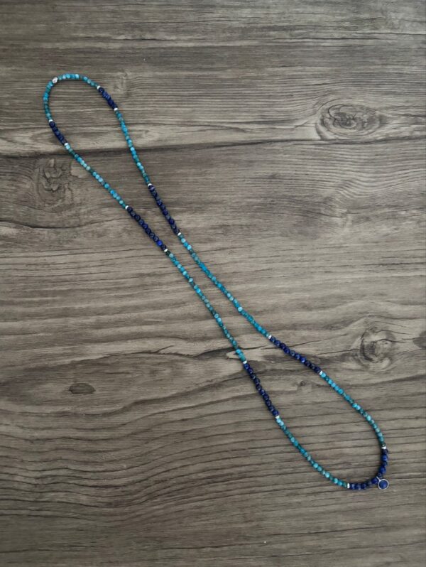 Pierres naturelles apatite et lapis lazuli colliers perles 4 mm