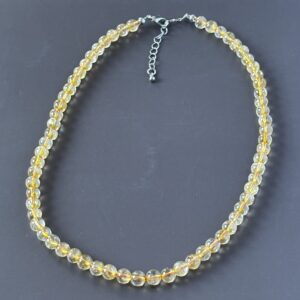 Collier citrine chauffée perles 6 mm