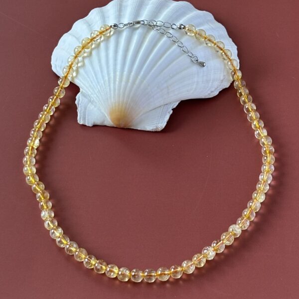 Bijou collier perles rondes citrine chauffée 6 mm