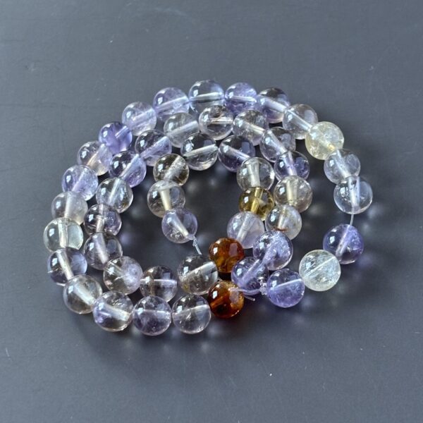 Perles amétrine violette et dorée 8 mm lithothérapie