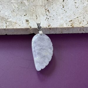 Pendentif quartz rose naturel forme aile