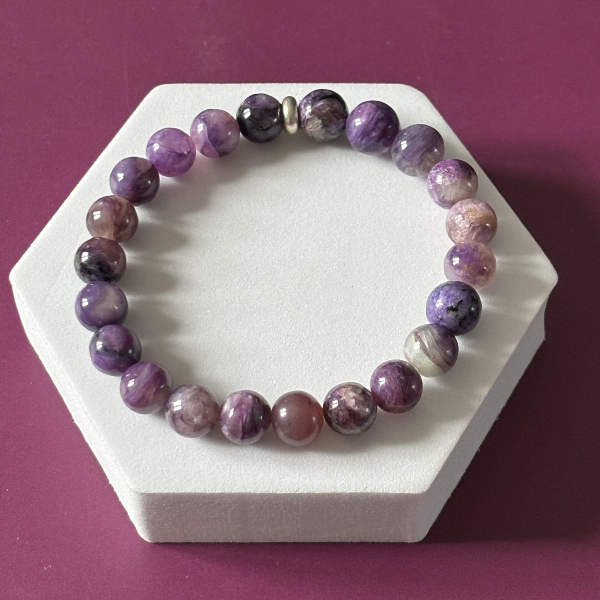 Bracelet élastique pierres naturelles charoïte 8 mm