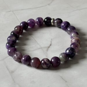 Bijou bracelet perles charoïte 8 mm femme et homme