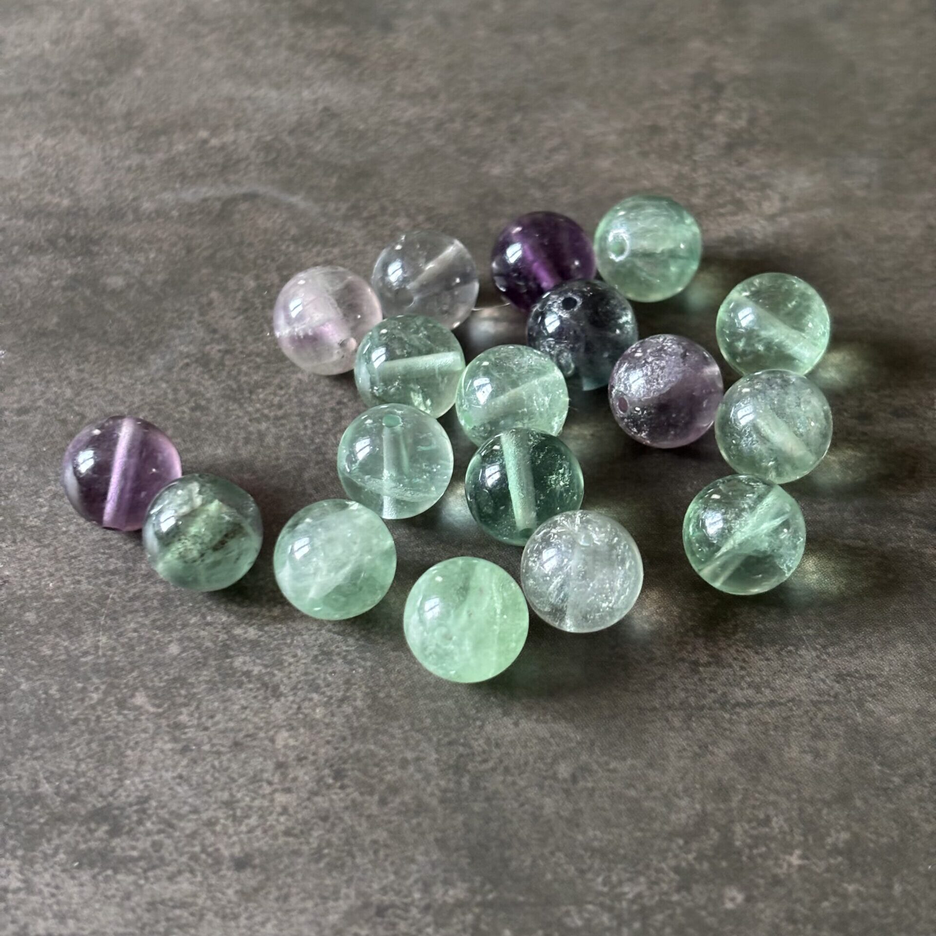 Perles fluorite multicolore naturelle 10 mm