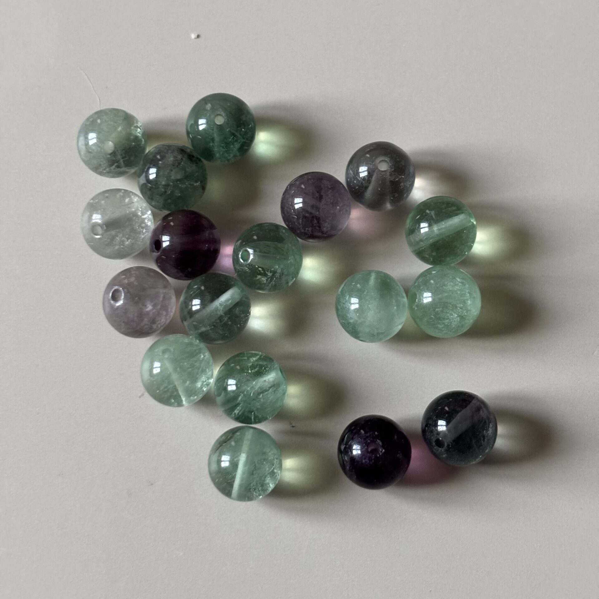 Perles rondes fluorite 10 mm pour création de bijoux