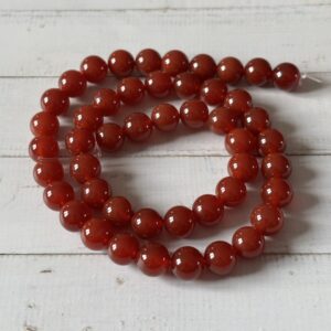 Cornaline naturelle 8 mm en perles rondes unies pour bracelets et colliers