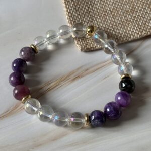 Bracelet Chakra Coronal Aqua Aura Blanc Charoïte – pierres naturelles lithothérapie