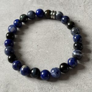 Bracelet pierres naturelles Chakra Frontal Lapis Lazuli Sodalite Œil de Faucon intuition