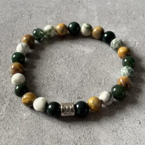 Bracelet astrologique Gémeaux en agate mousse, agate arbre et agate crazy lace, bijou en pierres naturelles