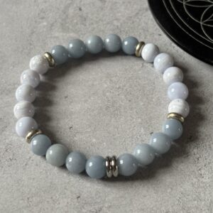 Bracelet Chakra Gorge Angélite Calcédoine pierres naturelles lithothérapie