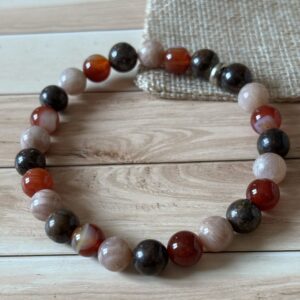 Bracelet Chakra Sacré Bronzite Cornaline Pierre de Soleil vitalité