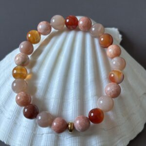 Bracelet Chakra Sacré Calcite Orange Pierre de Lune Cornaline équilibre émotionnel