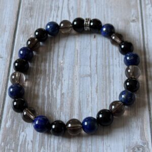 Bracelet astrologique Sagittaire en spinelle, lapis lazuli et quartz fumé, bijou en pierres naturelles protectrices