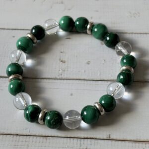 Bracelet Scorpion en malachite et cristal de roche, bijou astrologique élégant en pierres naturelles vertes et transparentes