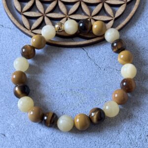 Bijou lithothérapie Chakra Plexus Solaire Calcite Jaune Jaspe Jaune Œil de Tigre