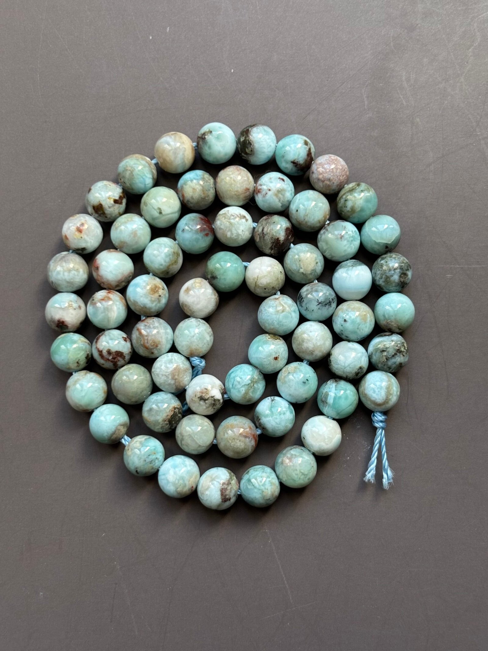 Perles Larimar naturelles bleues 6 mm pour bracelets et bijoux artisanaux