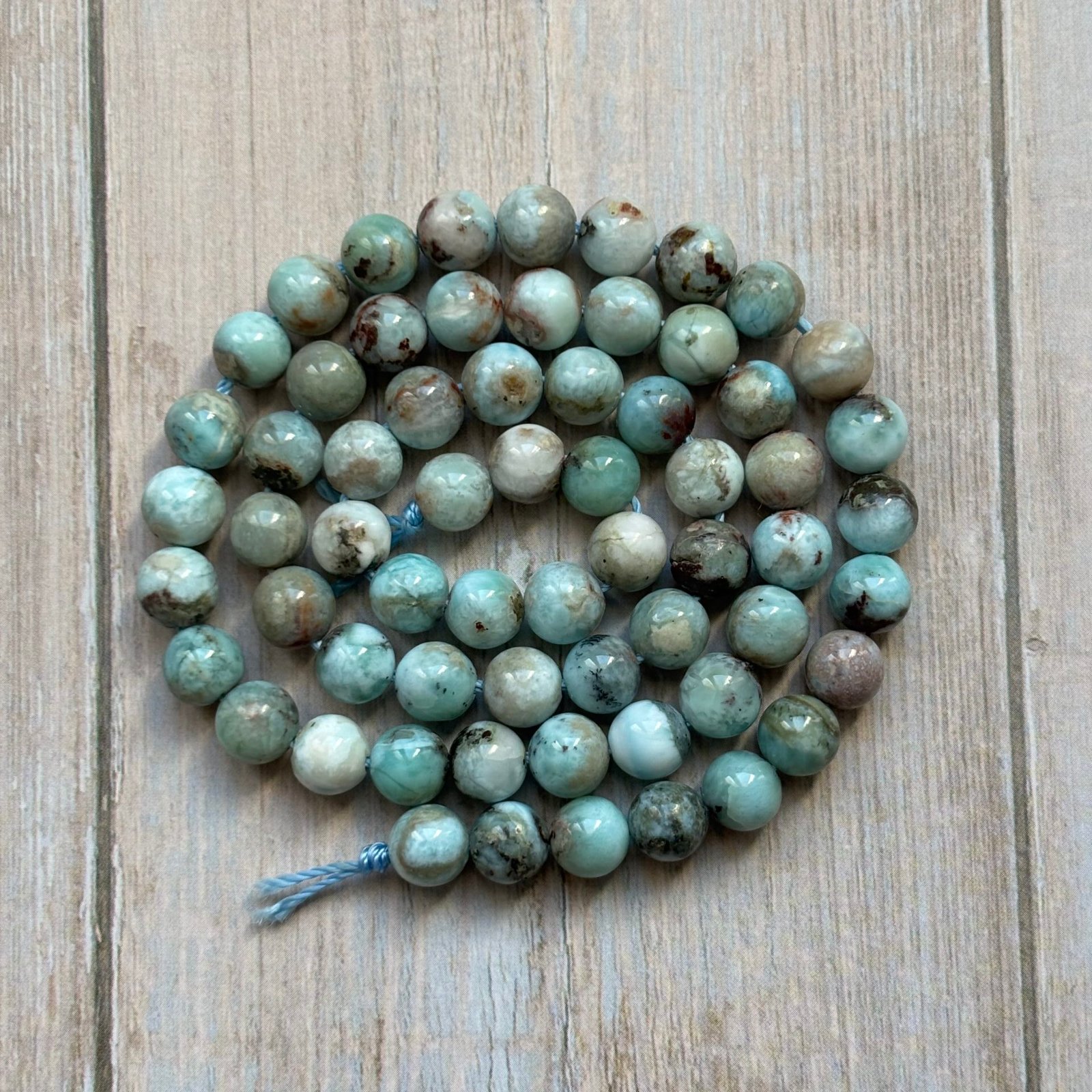 Perles Larimar naturelles bleu ciel, idéales pour bijoux lithothérapie