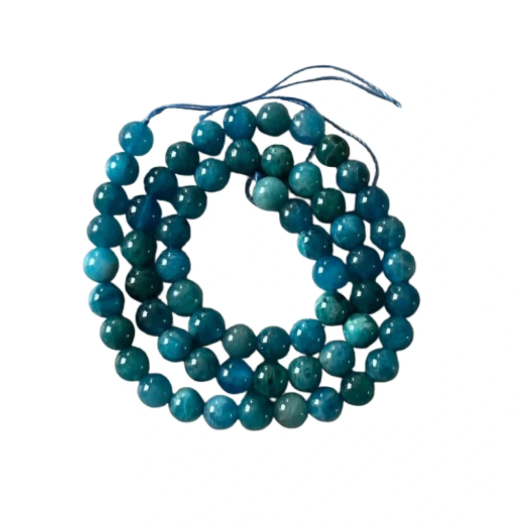 Perles d’apatite naturelles bleu-vert pour création de bijoux en pierres naturelles