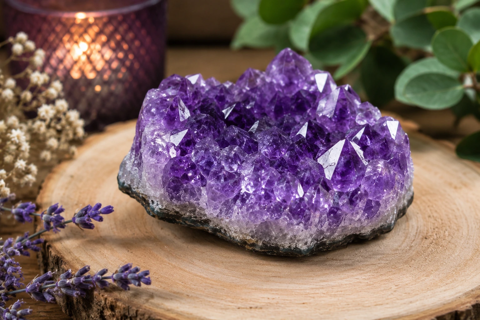 Pierre améthyste naturelle géode violette – bienfaits de l'améthyste, protection et sérénité