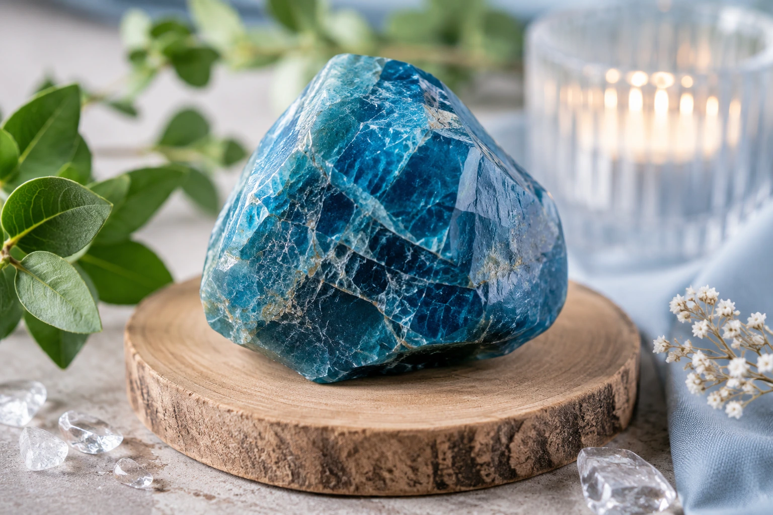 Pierre apatite naturelle bleue – communication, motivation et concentration