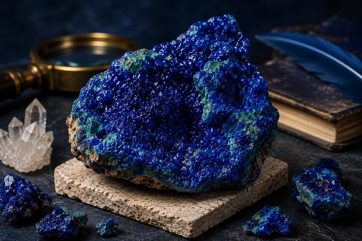 Azurite naturelle bleu profond – bienfaits de l’azurite, intuition, clarté mentale et éveil spirituel