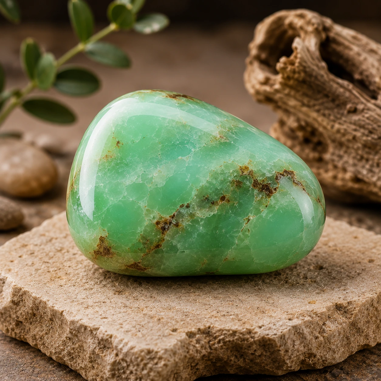 Chrysoprase naturelle verte – bienfaits de la chrysoprase, espoir, amour et renouveau