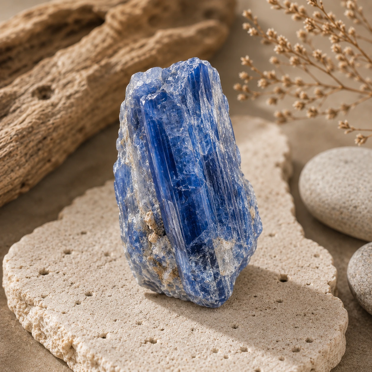 CYANITE - GUIDE Cyanite pierre naturelle bleue disthène présentée dans le guide des pierres et minéraux