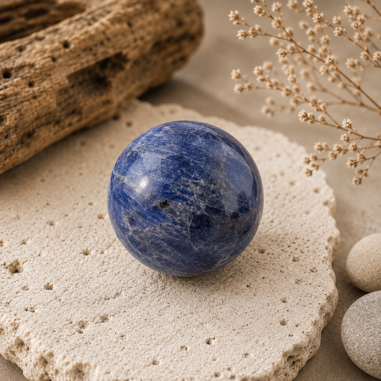 Dumortiérite pierre naturelle bleue présentée dans le guide des pierres et minéraux