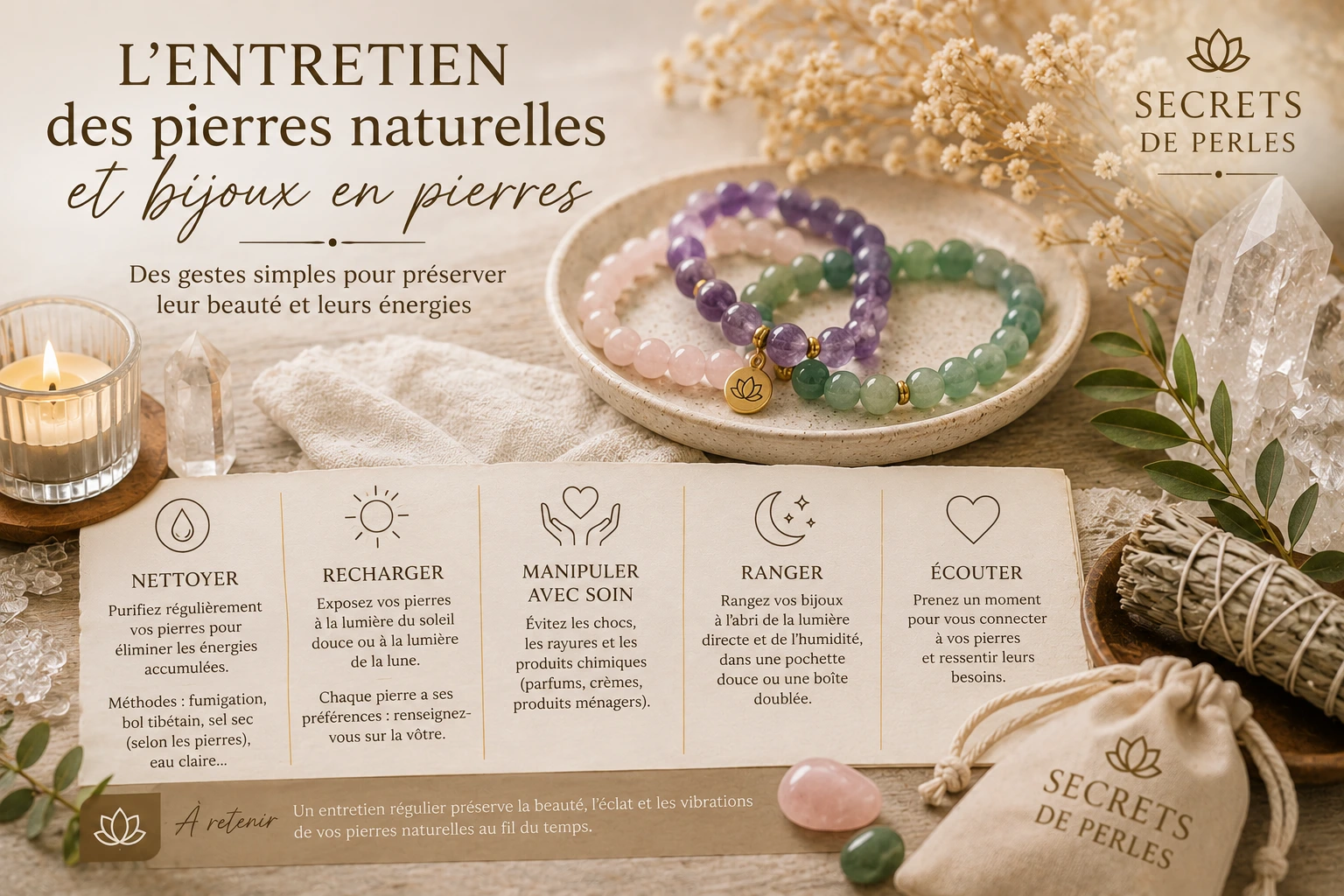ENTRETIEN PIERRES NATURELLES Entretien des pierres naturelles et bijoux en pierres pour préserver leur beauté