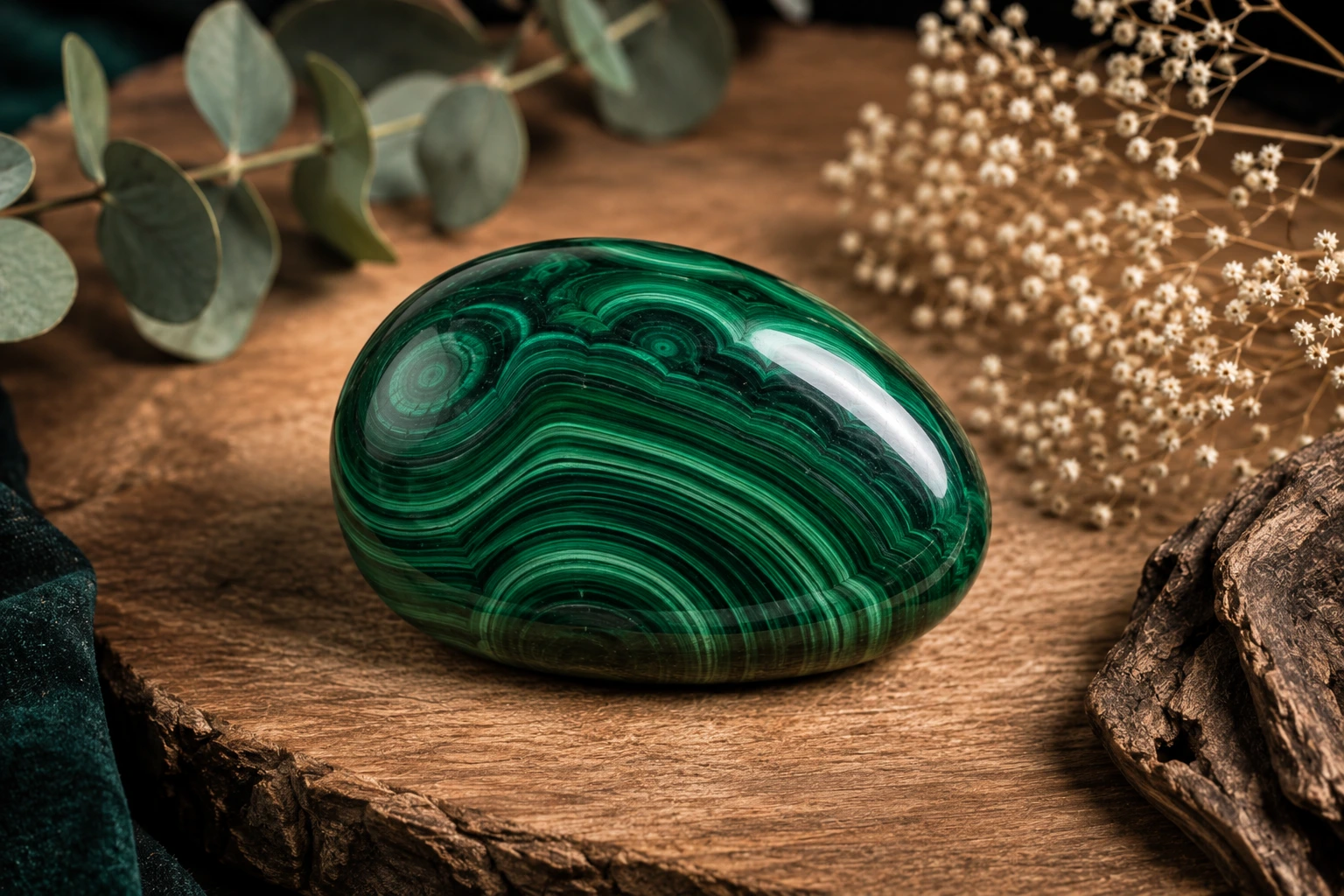 MALACHITE - GUIDE Pierre malachite naturelle – couleur et motifs caractéristiques