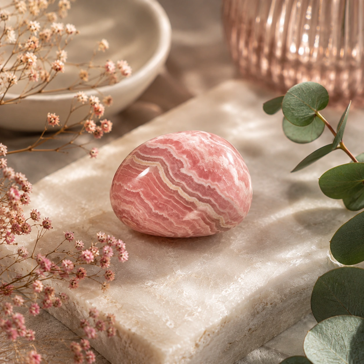 Rhodochrosite pierre naturelle rose et blanche – guide des pierres