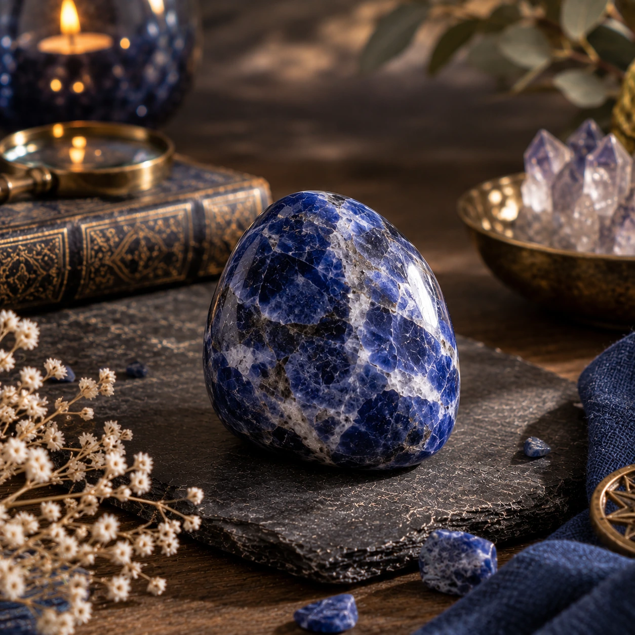 Sodalite naturelle bleue et blanche – pierre du Guide des pierres