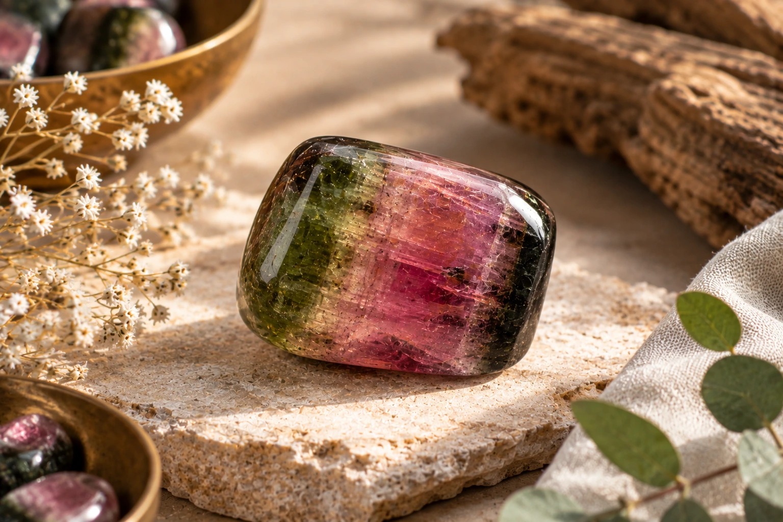 Tourmaline multicolore naturelle – pierre aux nuances colorées du Guide des pierres