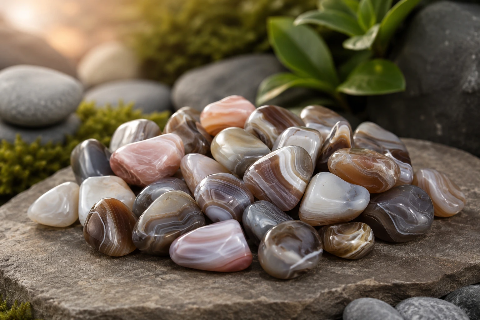 Pierre Agate du Botswana naturelle aux motifs rubanés caractéristiques